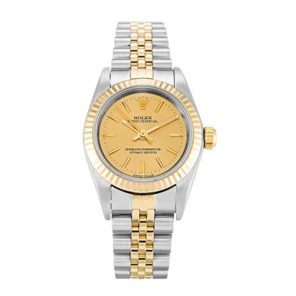 AAA UK Champagne Baton Dial Rolex Replica Lady Oyster Perpetual 76193-24 MM